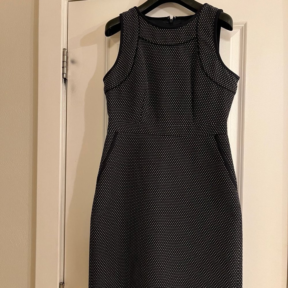 J Crew Navy Dress in Dotted Jacquard (Size 4)